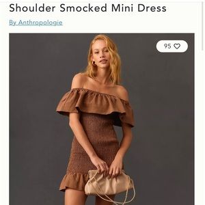 Anthropologie Shoulder Smocked Ruffle Dress